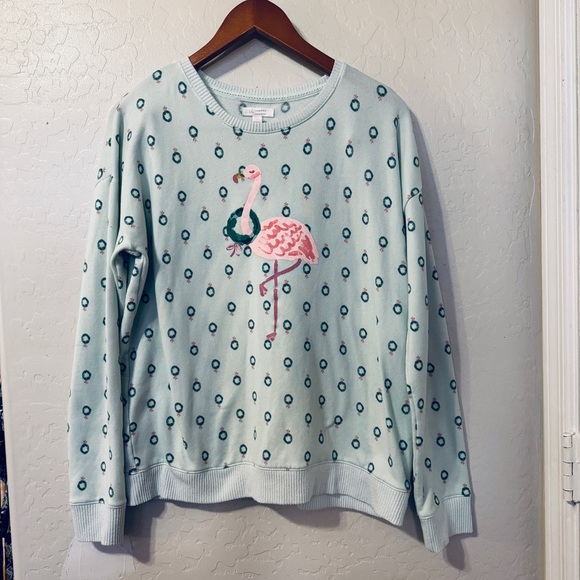LC Lauren Conrad Mint Flamingo Sweater - Picture 1 of 4